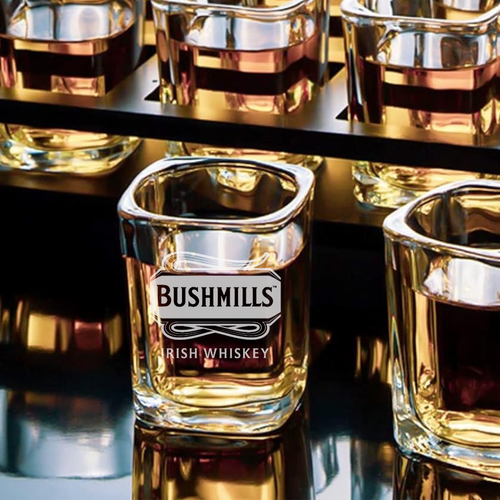 Custom Engraved Bushmills Irish Whiskey Shot Glass – 2.2 oz Square Glass - Picture 2 of 2