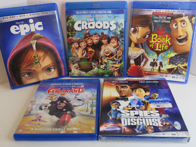 Animated Blu Ray Lot - Croods, Spies in Disguise, Book of Life, Ferdinand, Epic