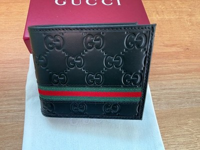 Gucci Signature Web Bi-fold Leather Wallet - Black