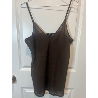 INC International Concepts Brown Sheer V Neck Spaghetti Strap Camisole Women  14