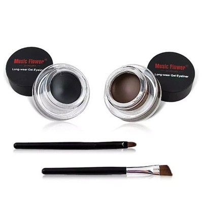 8 Juego De Delineador De Ojos En Gel Negro Y Marron 2 En 1 A Prueba De Agua A...