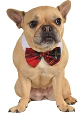 Dog Christmas Outfit Plaid Pet Bow Tie  Medium/Large
