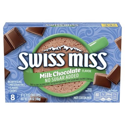 Swiss Miss Milk Chocolate Flavored No Sugar Added Hot 5.84 Ounce (Pack of 12) 