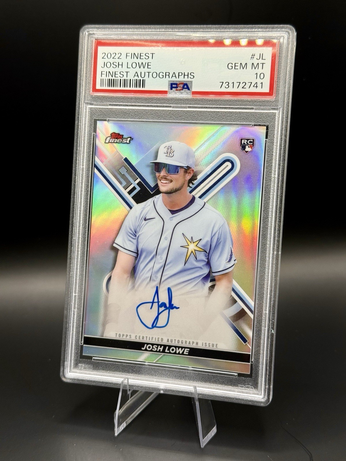 2022 Finest Josh Lowe Auto RC Refractor Rookie Rays #FA-JL PSA 10