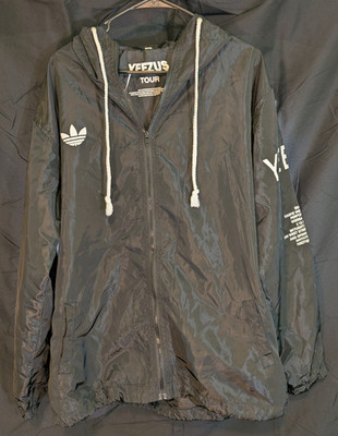 adidas Yeezus Tour Men's Hooded Full Zip Windbreaker Jacket Pockets XL