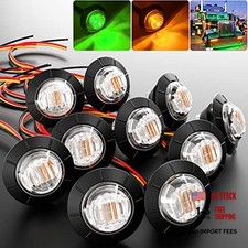 3/4" Round Trailer Marker LED Lights Amber to Green Amber-Green Clear Lens