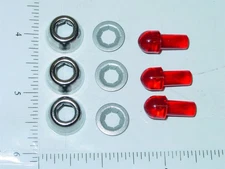 Tonka Set of 3 Replacement Red Flasher w/Bezel Toy Parts TKP-032-3