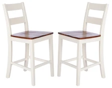 Home Collection Yuri White and Natural 24-inch Counter Stool (Set of 2)