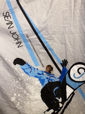 Sean John WHITE SNOWboard SKIING BACK Graphic Long Sleeve Button Up  Shirt XXL