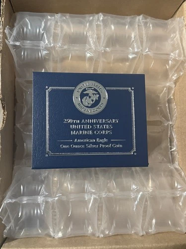 250th Anniversary Marine Corps American Eagle One Ounce Silver Proof In Hand