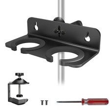 Double Multi Microphone Holder C Clamp Aluminum Rubber Stand Stage Live