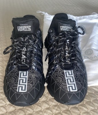 VERSACE Trigreca Sneakers Silver Black Size eU 40 Unisex