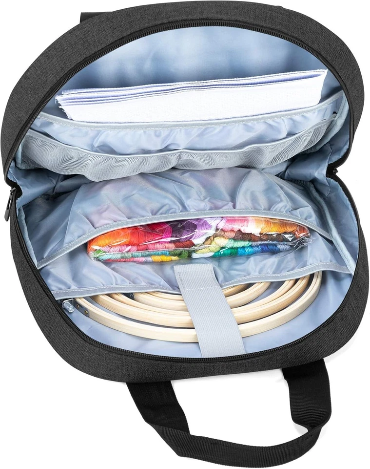 Embroidery Bag Storage Tote Organizer for Cross Stitch Hoops Threads Supplies Foto 4 de 4