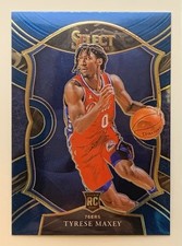 2020-21 Panini Select Concourse Blue Tyrese Maxey Rookie Card RC. rookie card picture