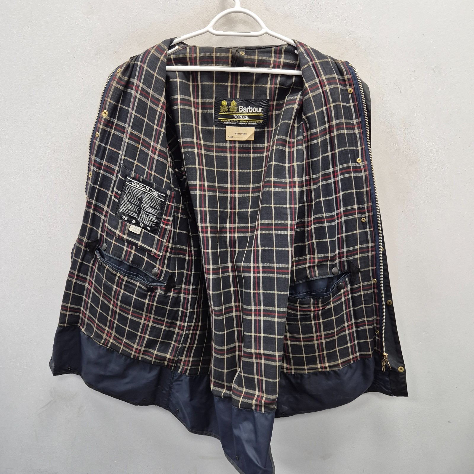 Barbour A205 Border Waxed Waterproof Navy Rain Jacket C42 image 7
