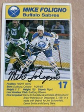 Autograf Hokej na lodzie Mike Foligno NHL Buffalo Sabres lata 80.