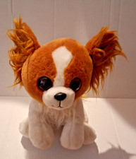 TY Beanies BARKS PAPILLON PUPPY DOG 10" PLUSH TOY CUTE PRE-OWNED NO HANG TAG