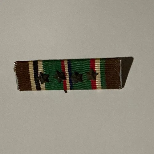 WW2 EAME Military Campaign Medal ETO Ribbon Bar with 4 Bronze Stars RARE FIND