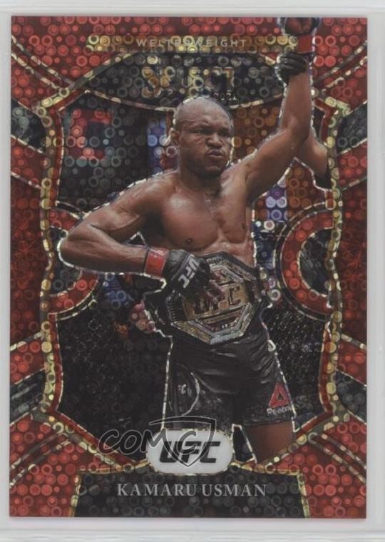2021 Panini Select UFC Concourse Red Disco Prizm 120/199 Kamaru Usman #7 0b02