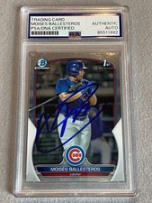 CUBS MOISES BALLESTEROS AUTOGRAPH 2023 BOWMAN DRAFT CHROME 1st BOWMAN PSA SLAB 2