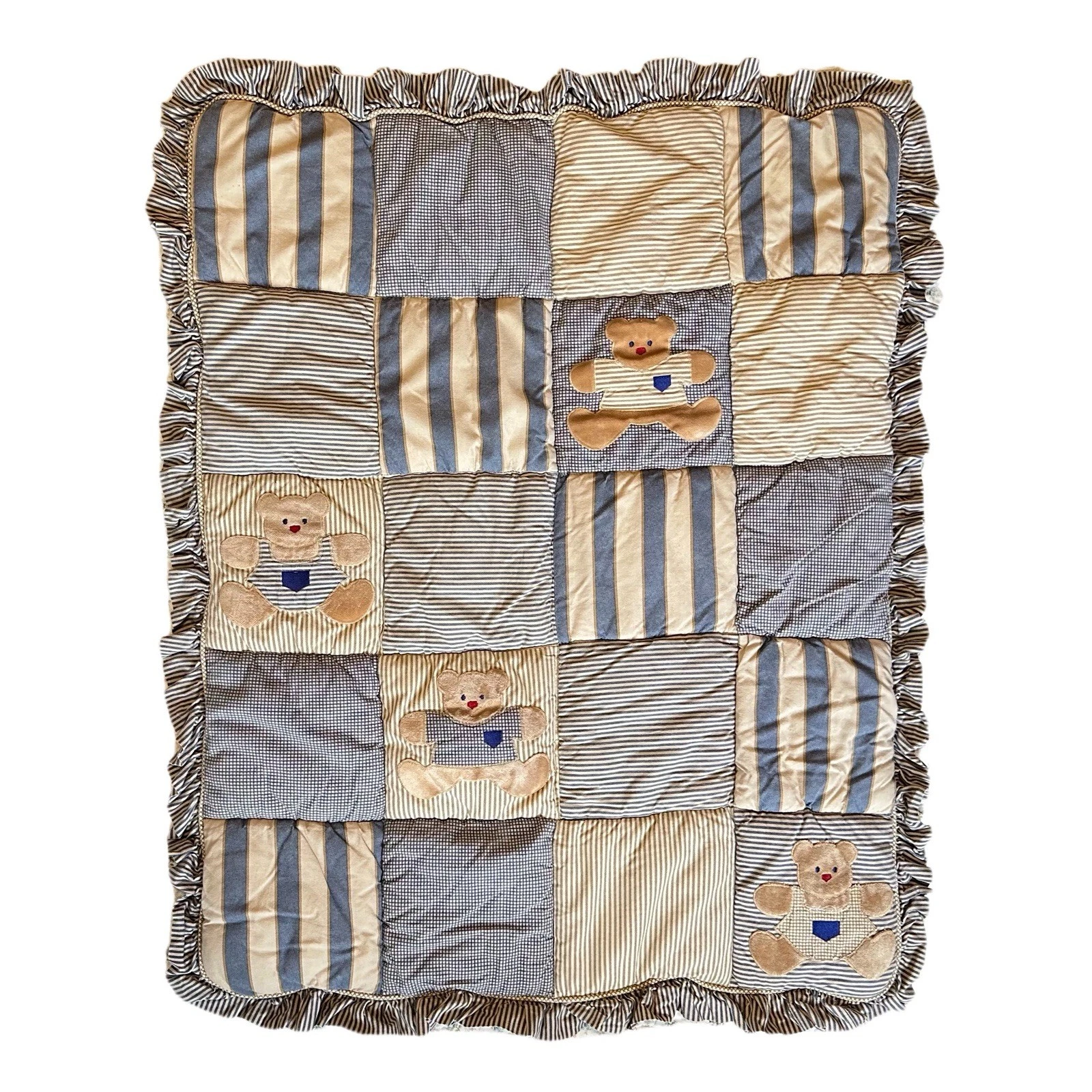 Judi-S Vtg Baby Bedding Quilt Comforter 3D Puffy Boy Teddy Bears Striped Blue
Opens in a new window