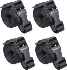 Buckle Straps with Clips, Adjustable Nylon Straps with Buckle, Black 4 Pack 4  X