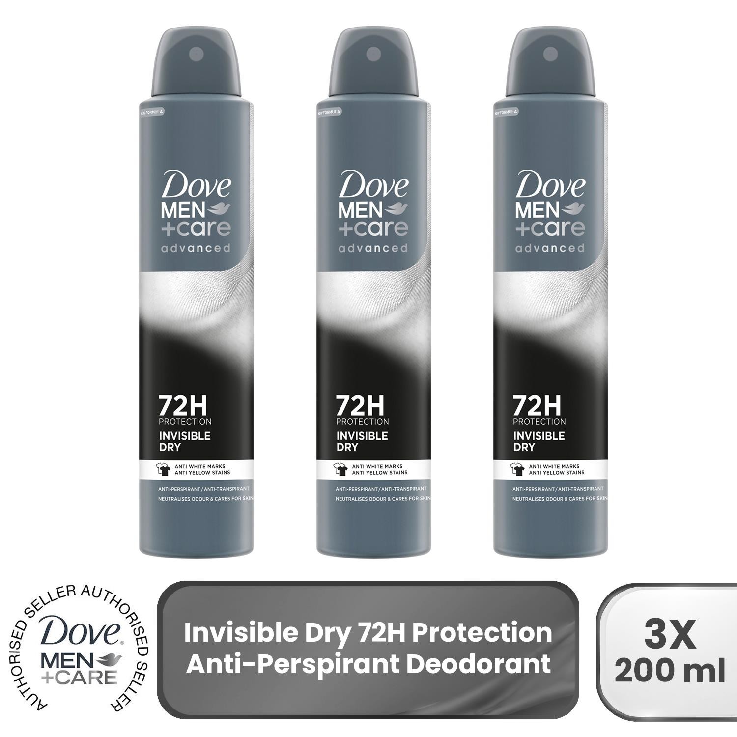 Dove Anti-Perspirant Men+Care Advanced Invisible Dry 72H Protection Deo, 3x200ml
