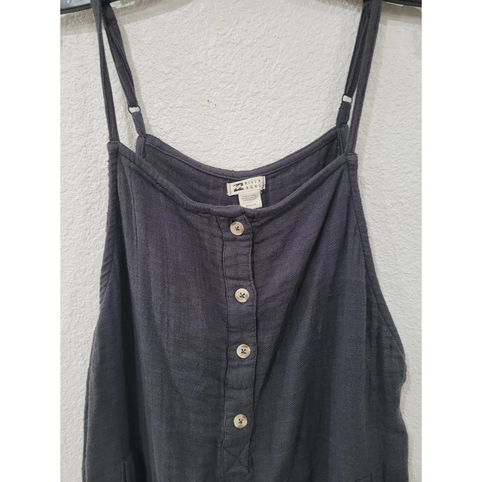 Mono Billabong Gris Carbón Mezcla de Lino Botón Frontal S Para Mujer #7 Foto 3 de 4