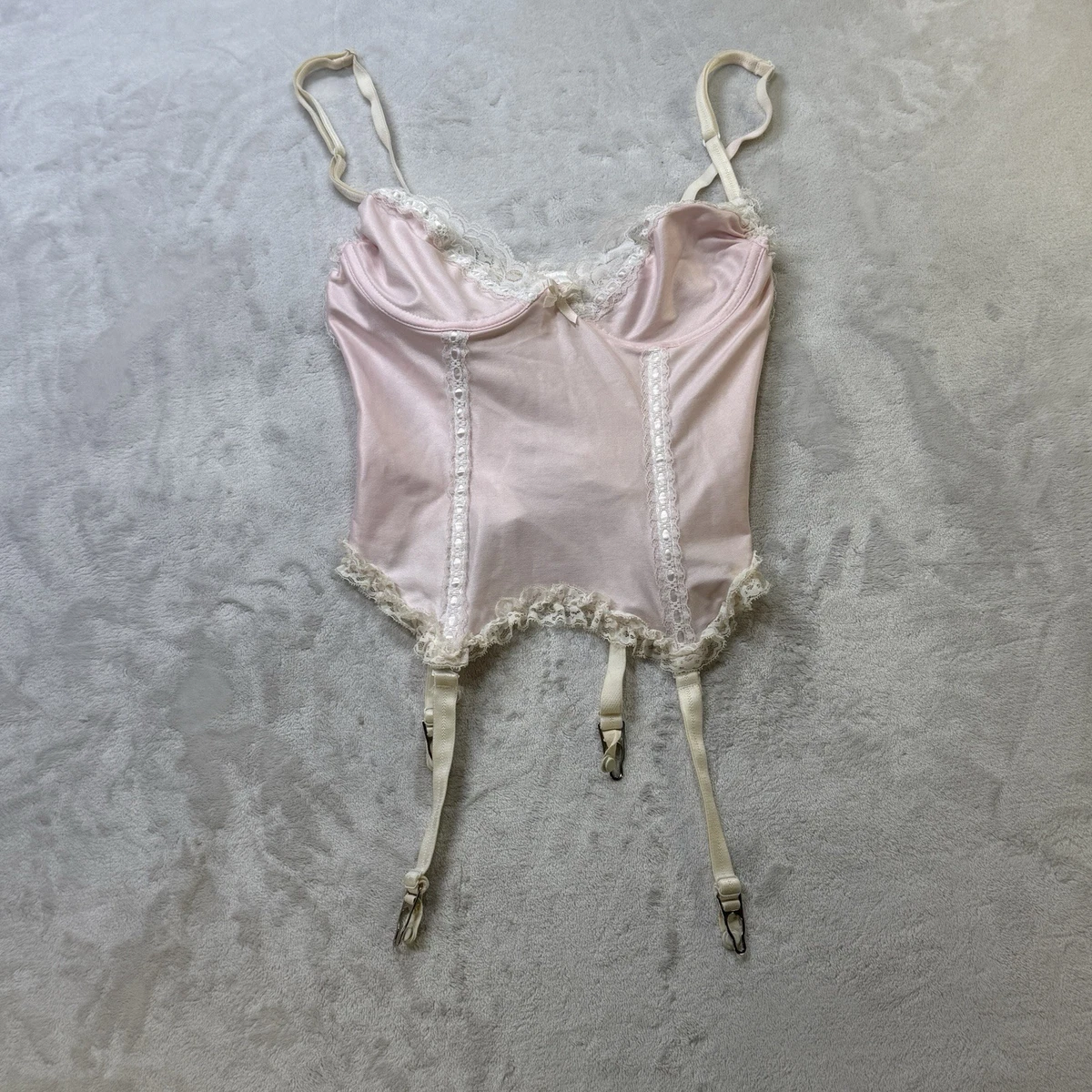 Y2K Frederick’s of Hollywood Pink Black Lace Corset Bustier Small 34 Frederick main image 4