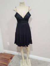 Love Tree Women's Black Lace V-Neck Backless Tie A-Line Knee Dress M
