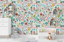 3D Colorful Floral Pattern Self-adhesive Removeable Wallpaper Wall Mural