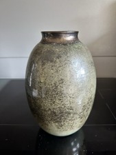 Vintage Studio Pottery Large 25cm Vase With Stunning Mottled Glaze - Signed