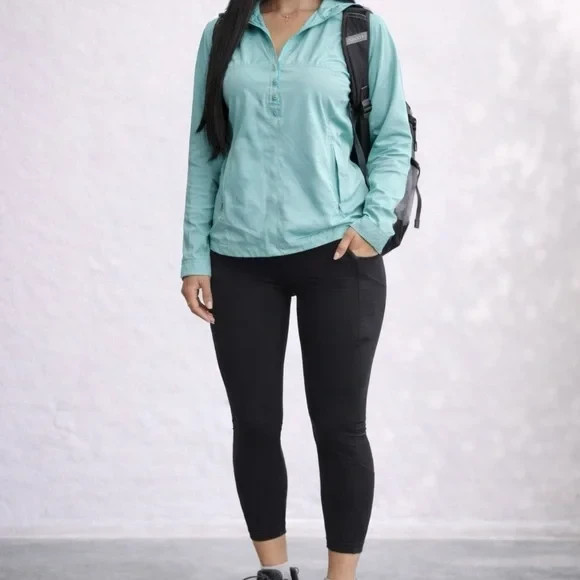 Blue cloud veil half button pullover windbreaker … - image 1