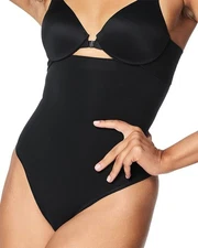 Assets by Spanx size Large Black High-Waisted Shaping Thong NWT