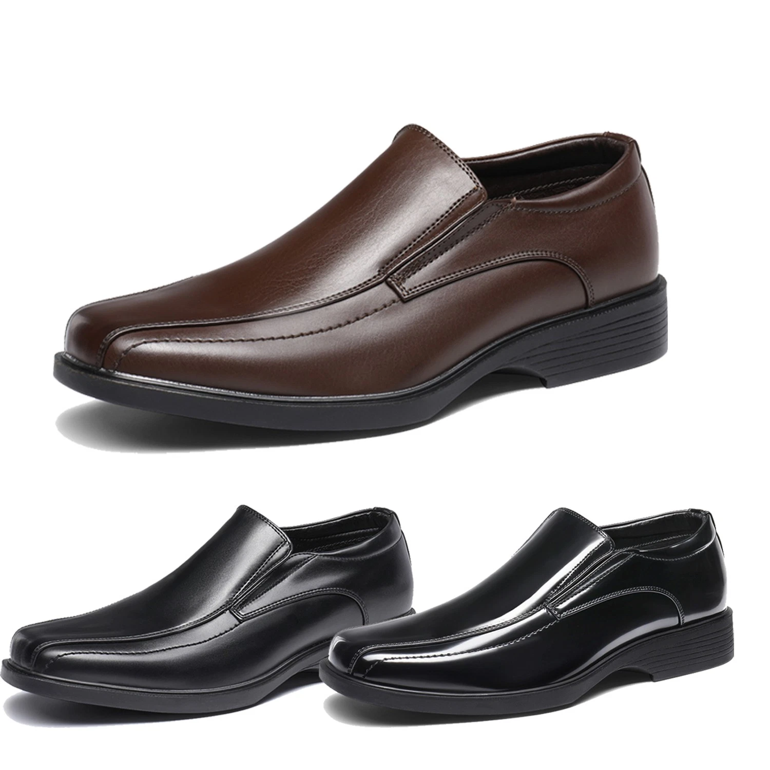 Bruno Marc Men's Square Toe Dress Loafers Pull-On Formal Shoes
