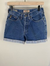 Vintage EXP Express Women's Size Small Blue Denim Cuffed Jean Shorts Made In USA