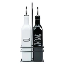 Heartland Home Ceramic Olive Oil & Vinegar Dispenser Set With Caddy