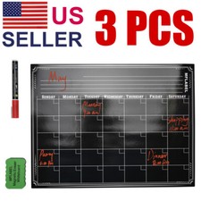 3X Black Board 16" x 12" Dry Erase Magnetic Refrigerator CalendarMessage Planner