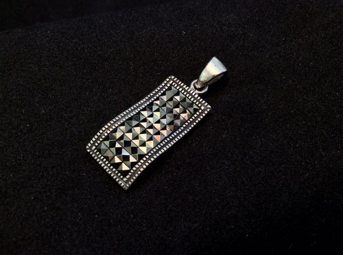 FAS Sterling Silver With Marcasite Modernist Curvy Pendant Slider - Picture 7 of 12
