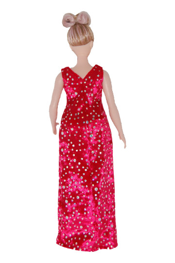 Long formal dress for Curvy Fashionista Fashion Doll Clothes TKCT Red silver dot