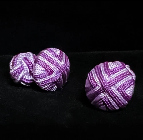 Prince of Scots Round Cap Silk Knot Cufflinks Lavender Lilac Mens Formal Set