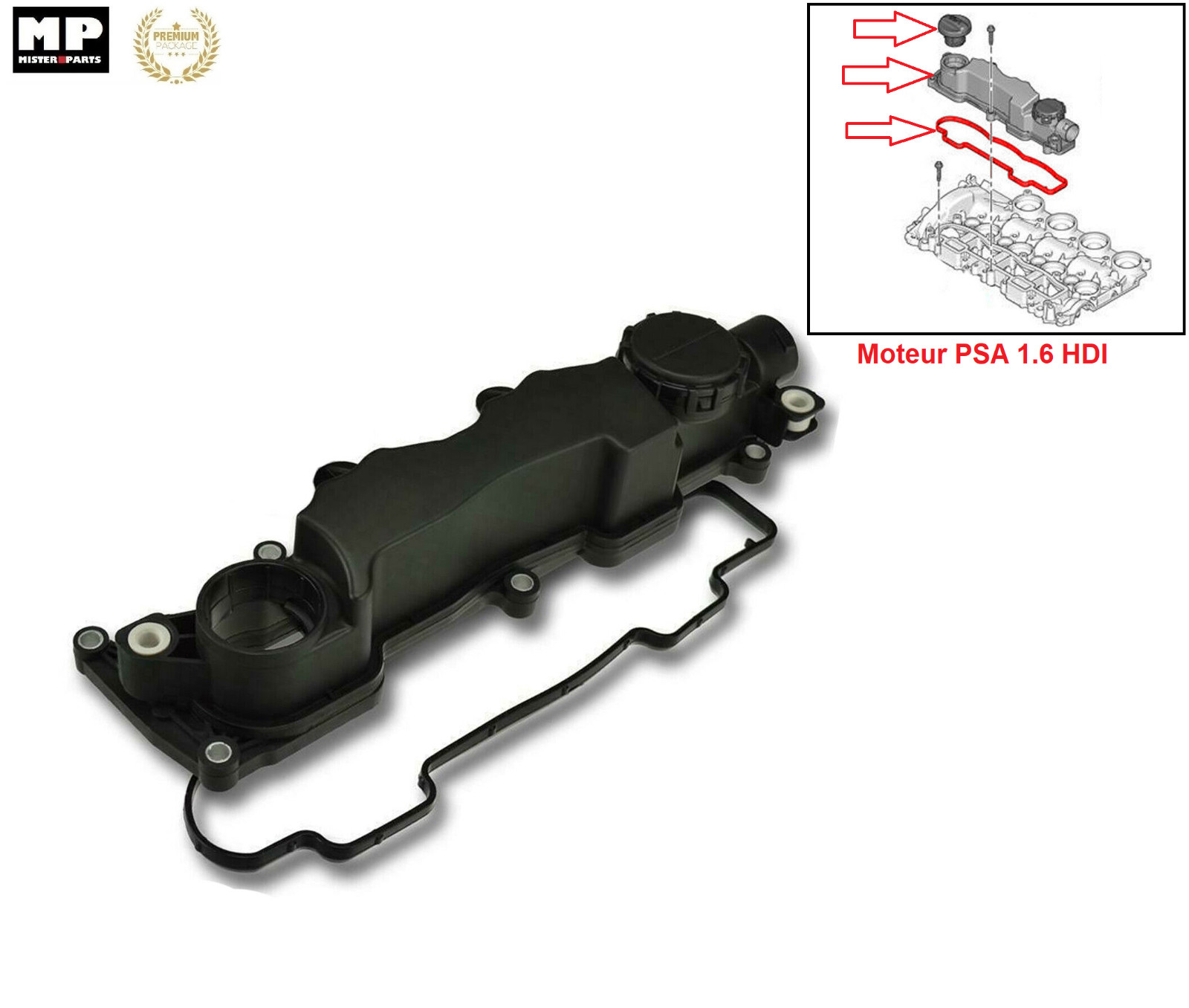 Cache culbuteur 1.6 HDI Citroen Peugeot Ford Mazda couvercle culasse 0248L1 noir