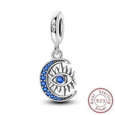 MULA 925 Sterling Silver DIY Charm CZ Starry Moon Blue Eyes For Women Bracelet