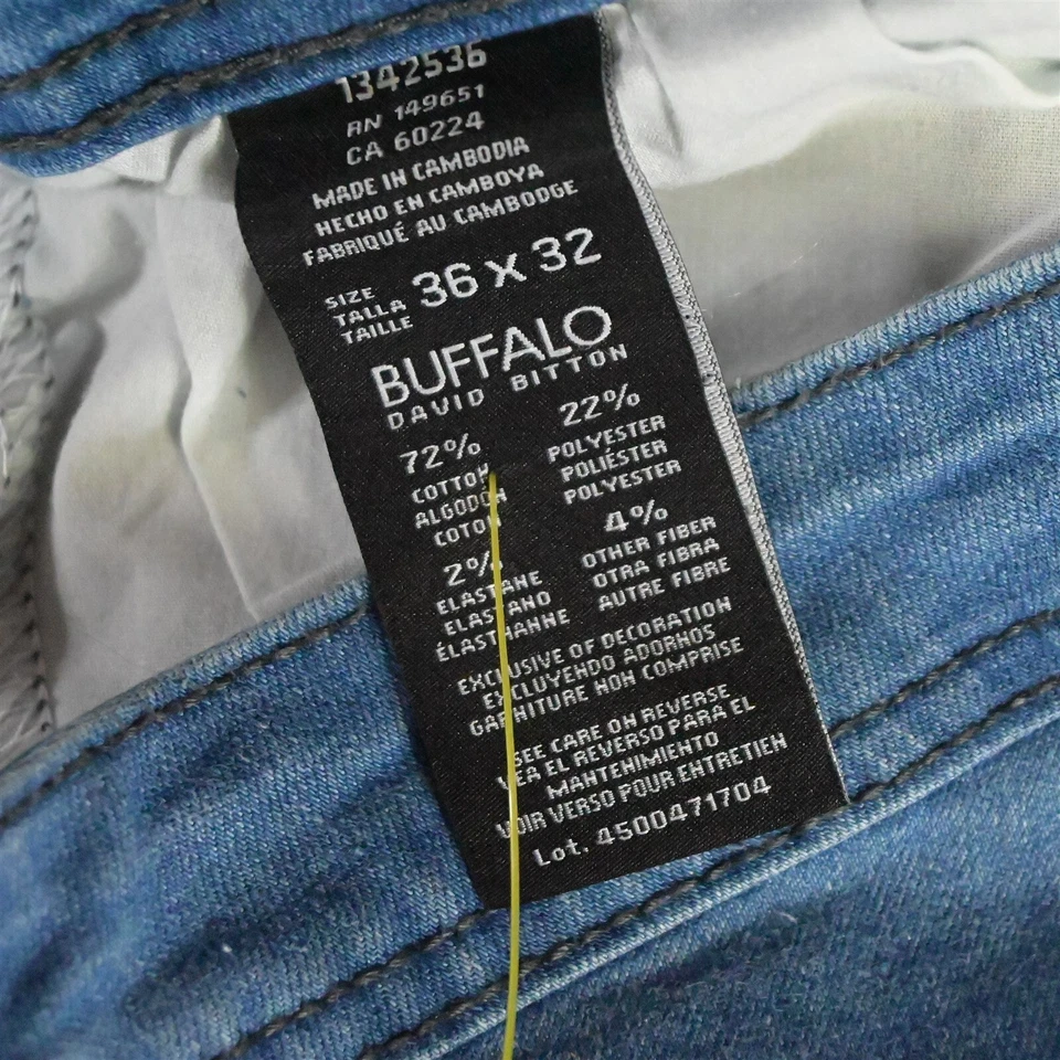 Pantalones de mezclilla ligeros elásticos ajustados Buffalo David Bitton 36 x 32 Axel para hombre Foto 4 de 4