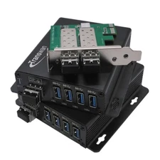 PCI-E slot to 2 Ch x 4 Ports USB 3.0 Hub over Fiber Optic Extender 820Ft, 5 Gbps