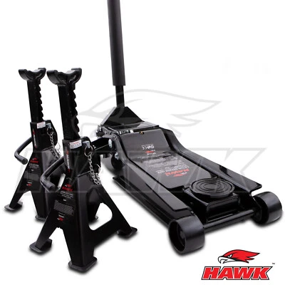 3 TONNE LOW PROFILE CAR JACK & AXLE STANDS SET HEAVY DUTY HYDRAULIC LIFT TOOL