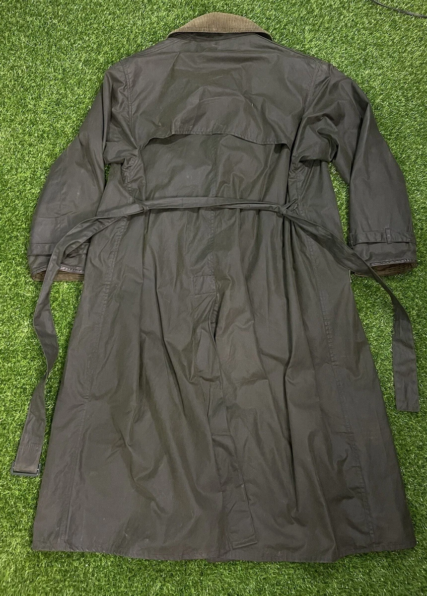 Vintage 90s A600 BARBOUR Olive Wax Trench Coat Sz C44 / 112CM Belted OLIVE GREEN