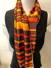 Vintage Jacqmar London Silk Twill Striped SCARF 33cm x 106cm Handroll Hems