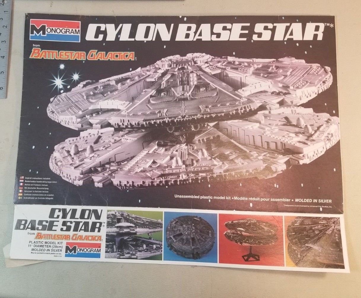 VINTAGE BATTLESTAR YLON BASE STAR MODEL KIT BOX TOP ONLY MONOGRAM 1978 ...