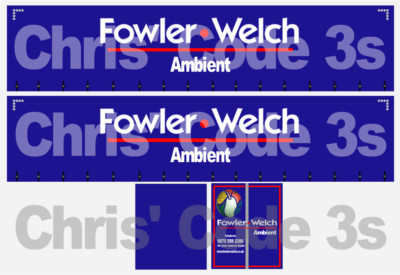 Code 3 selbstklebendes Vinyl Anhänger Aufkleber - Fowler Welch blau - 1/50 1/64 1/76 1/148